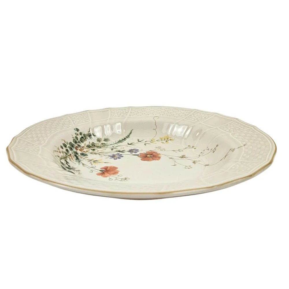 Mikasa Margaux Large Rim Soup Bowl Floral Embossed Basketweave Vintage Japan - Picture 7 of 10